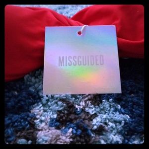 Missguided Red Bandeau Bikini Top